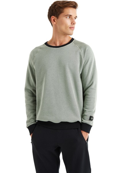 Yuvarlak Yaka Düz Yeşil Erkek Sweatshırt 40622