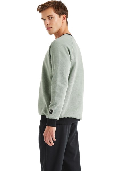 Yuvarlak Yaka Düz Yeşil Erkek Sweatshırt 40622 modelleri