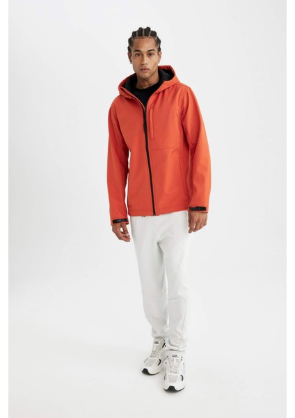 DeFactoFit Softshell Mont Su İtici Rüzgara Karşı Koruyan Kapüşonlu Fermuarlı Cepli A2122AX24AU