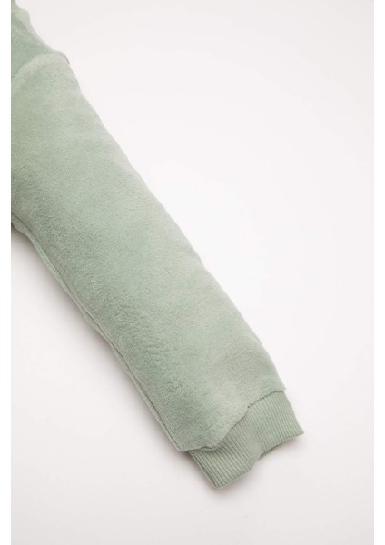 Kız Bebek Pijama Takımı Tavşan Baskılı Velur Uzun Kollu Üst Beli Lastikli Uzun Alt D5381A524WN indirimleri