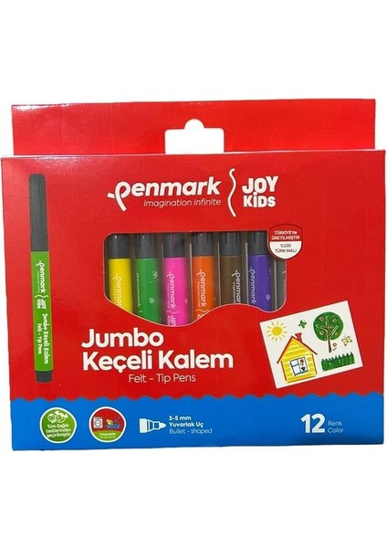 HS-706-12 Süper Yıkanabilir Jumbo Keçeli Kalem 12 Li Set