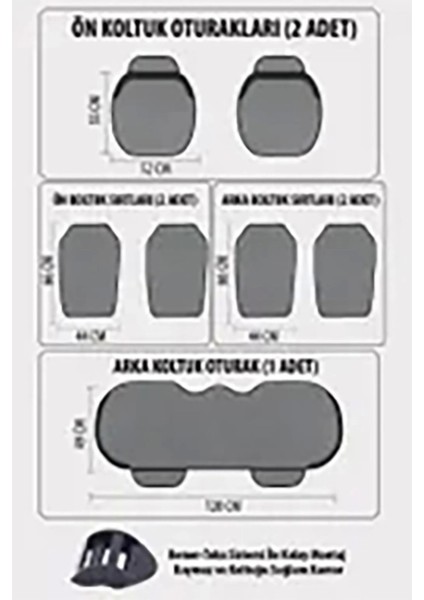 Naz Oto Araba Terletmez Ergonomik Koltuk Minderi (7 Parça) - 5 Koltuk Tam Set Siyah Siyah