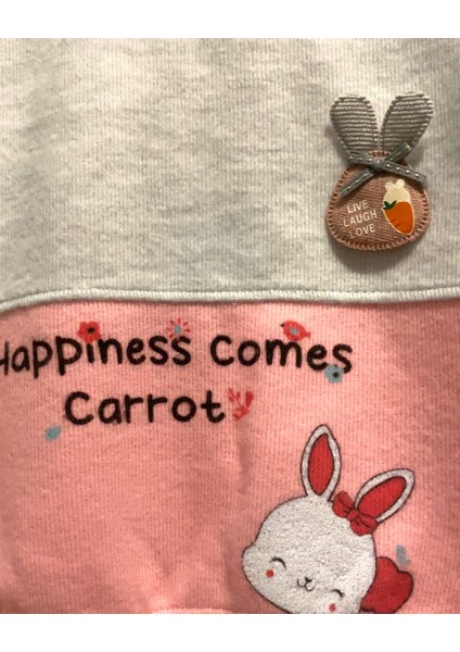 Bisiklet Yaka Kız Bebek Tavşan Figürlü Swearshirt / Eşofman Takımı indirimleri