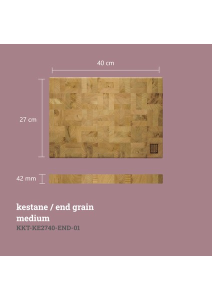 Kestane End Grain Kesme Tahtası Medium