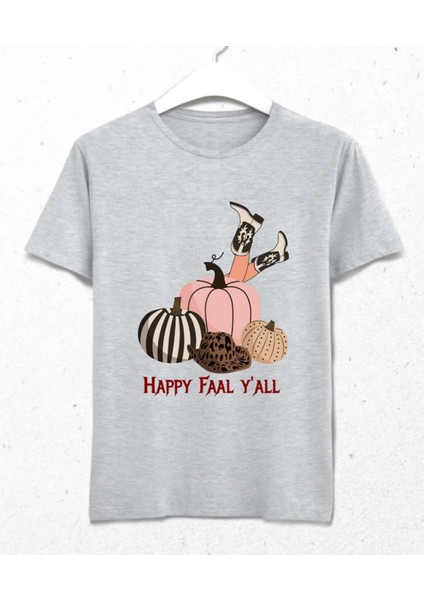 Happy Faal Yall! Unisex Gri Tişört Gri