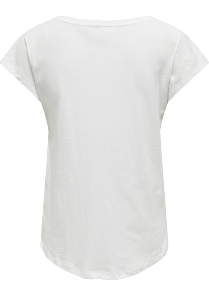 Kadın V-Yaka Işlemeli T-Shirt - 15320529 fiyatları