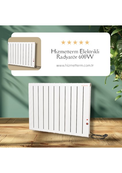 Hizmetterm Alüminyum Elektrikli Radyatör 600 Watt 60C Termostatlı 50 x 80 cm