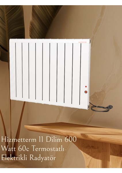 Hizmetterm Alüminyum Elektrikli Radyatör 600 Watt 60C Termostatlı 50 x 80 cm