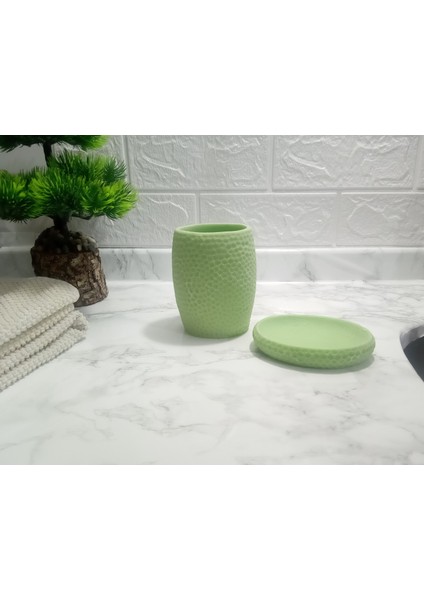 2'li Banyo Seti Yeşil Petek Model Poliresin