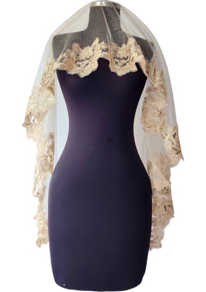 Moda Nur,duvak,gelin Duvak,gelin Kına Duvak,yüz Örtüsü,gold Simli