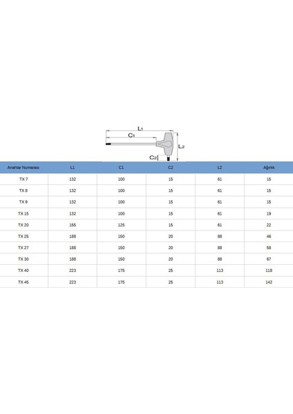 193 T Saplı T25 Allen Anahtar