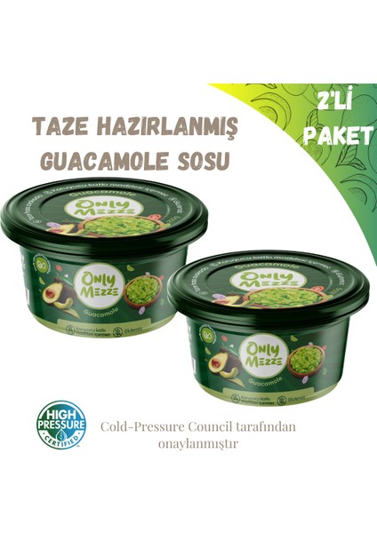 Avokado Guacamole Sosu Soğuk Sıkım 2 Kap 400gr