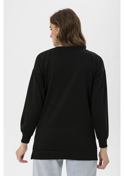 Kadın Bisiklet Yaka Yırtmaç Detaylı Sweatshirt 245048 - indirimleri