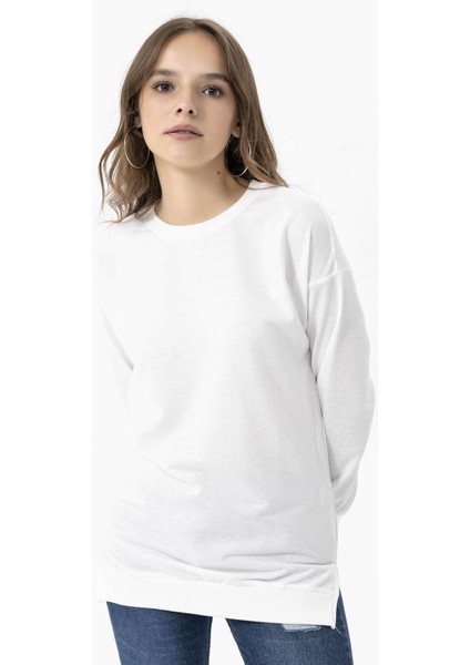 Kadın Bisiklet Yaka Yırtmaç Detaylı Sweatshirt 245048 - fiyatları