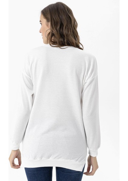 Kadın Bisiklet Yaka Yırtmaç Detaylı Sweatshirt 245048 - indirimleri