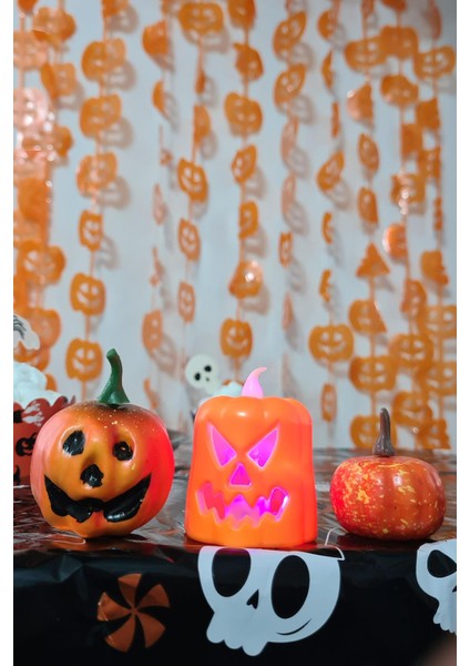Halloween 3 Lü Bal Kabağı Süs Seti Işıklı Balkabağı Mum Gülen Balkabağı Figür ve Küçük Balkabağı Figür indirimleri