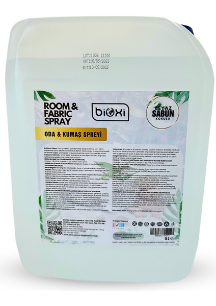 ® Oda & Kumaş Spreyi - Ferahlatıcı Beyaz Sabun Aroması ile 5 Lt | Doğal Temizlik ve Tazelik