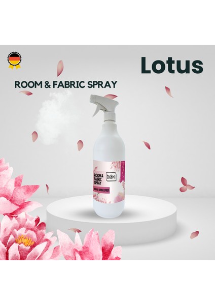 ® Oda & Kumaş Spreyi - Ferahlatıcı Lotus Bahar Aroması ile 1 Lt | Doğal Temizlik ve Ferahlama