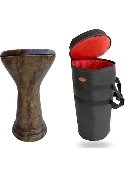 Profesyonel Döküm Mısır Darbuka - Ahşap Desen - Gigbag Çanta