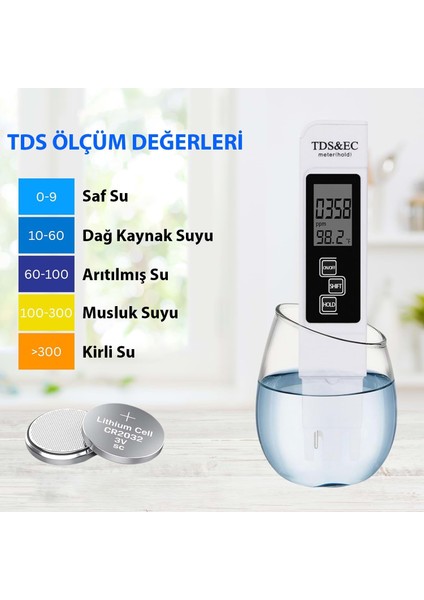 3in1 Dijital Tds Su Kalitesi Ph Değeri Sıcaklık Ölçüm Cihazı