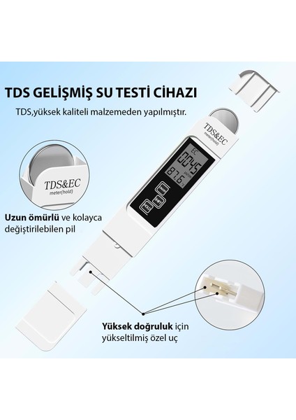 3in1 Dijital Tds Su Kalitesi Ph Değeri Sıcaklık Ölçüm Cihazı