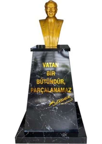 Atatürk Büstü (70CM Alüminyum)+ Kaide (120CM)+ Alt Tabla Granit Desenli