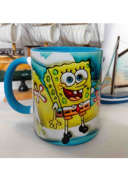 Mugs And Love Sünger Bob Md2 3D Baskı Büyük Boy Kupa