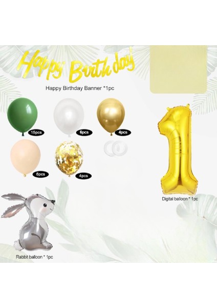 Sevimli Tavşan Folyo Balonlu Gold Yaş Balonlu Doğum Günü Parti Seti Süsü fiyatları