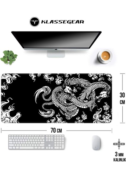 Klassegear Pro 70X30 cm Xl Gaming Oyuncu Mouse Pad Mousepad Dragon Knot