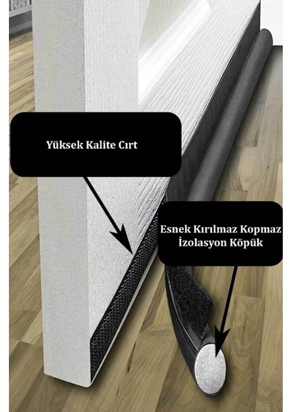Kapı Altı Rüzgar Önleyici, Isı Yalıtım Süngeri, Eşik Altlığı, Soğuk Geçirmez 3 Adet Siyah