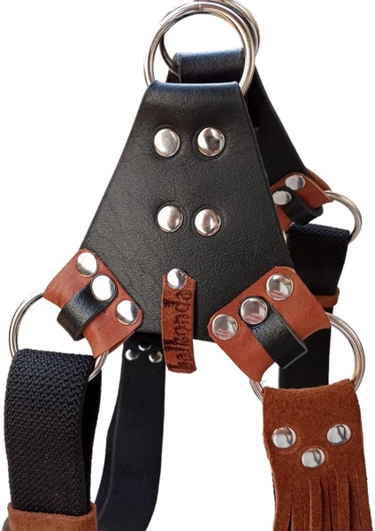 Köpek göğüs tasması siyah kolon taba deri genişlik:3,5cm kalınlık:3mm göğüs ölçüsü:60-100cm ayarlamalı dog harness GT5-21