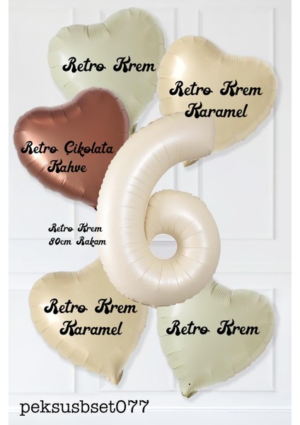 Retro Krem Yaş Balonlu Karamel Kahve Kalpli Retro Doğum Günü Yaş Balon Seti fiyatları