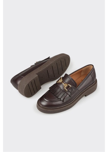 Kahve Deri Kadın Günlük Ayakkabı modelleri