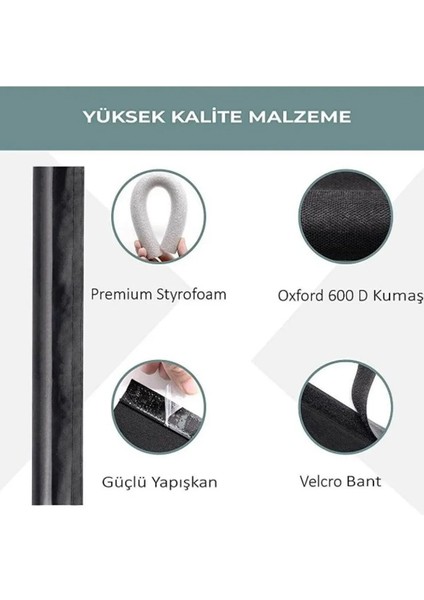Kapı Altı Rüzgar Önleyici, Isı Yalıtım Süngeri, Eşik Altlığı, Soğuk Geçirmez 1 Adet Siyah