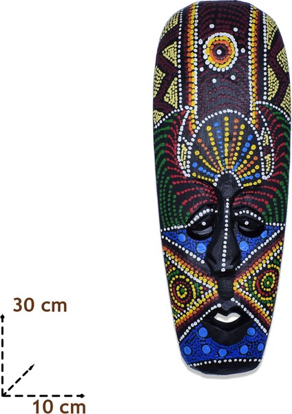 Ahşap Aborjin Mask 30 Cm Duvar Dekoru Maske