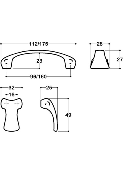 4380 Modern Kulp Altın Renk 160 mm