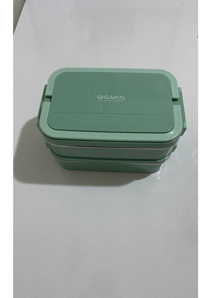 017-01-2** 2 Katlı 3 Bölmeli Çatal Kaşıklı Paslanmaz Çelik Yemek Tşıma Kabı 1.65L