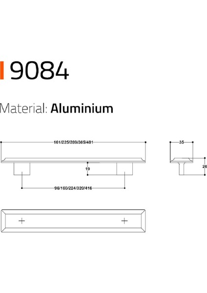 9084 Line-Çizgili Kulp Antik Renk Tek Adet 96 mm