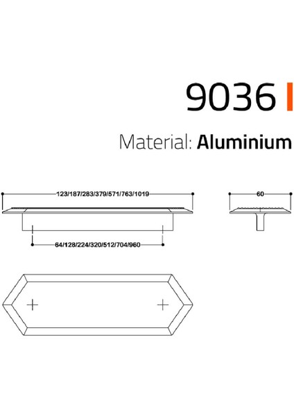 9036 Line-Çizgili Kulp Altın Renk Tek Adet 224 mm