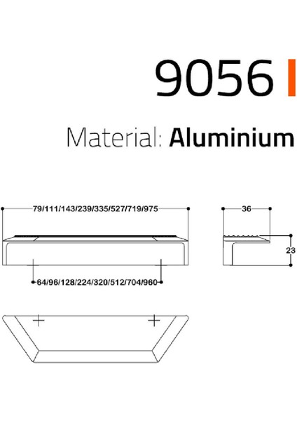 9056 Line-Çizgili Kulp Altın Renk Tek Adet 224 mm