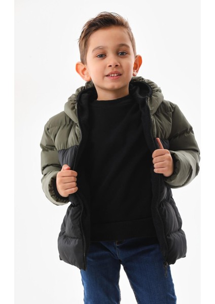 Erkek Çocuk Dolumlu Iç Polarlı Kapüşonlu Kışlık Şişme Çocuk Mont Kaban fiyatları