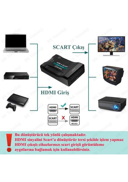 HDMI To Scart Av Eski Tip Tüplü Tv Çevirici Adaptör