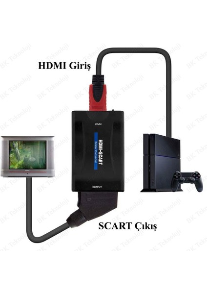 HDMI To Scart Av Eski Tip Tüplü Tv Çevirici Adaptör