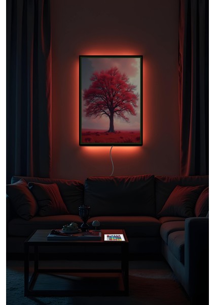 Aydınlatmalı Hayat Ağacı Tablo , 16 Renk Seçenekli Led Ambiyanslı Tablo , Özel Tasarım Tablo