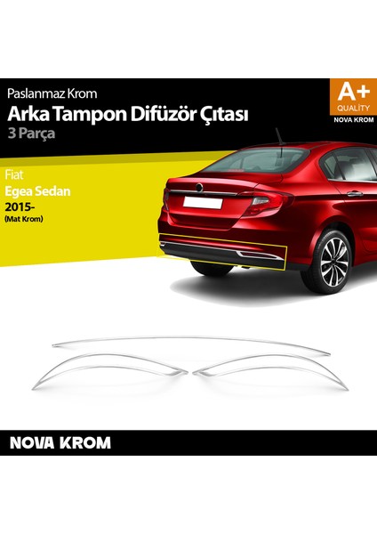 Fiat Egea Sd Krom Arka Tampon Difüzör Çıtası 3 Prç. 2015 Üzeri (Mat Krom)