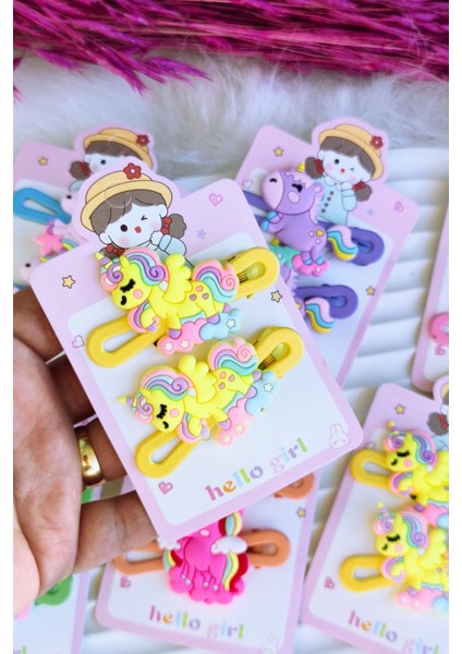 Kız Çocuk Unicorn Pens Toka Seti 2 Adet