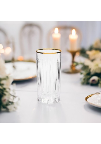 Timeless 6'lı Altın Rimli Meşrubat Bardağı Seti 440 ml