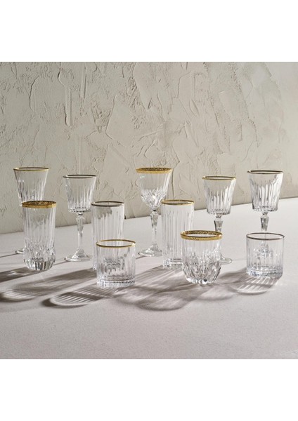 Timeless 6'lı Altın Rimli Meşrubat Bardağı Seti 440 ml