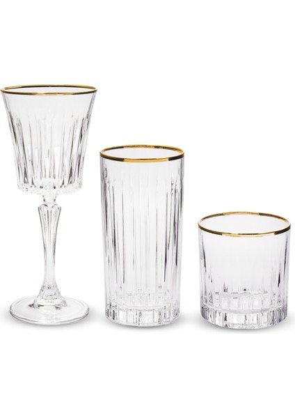 Timeless 6'lı Altın Rimli Meşrubat Bardağı Seti 440 ml