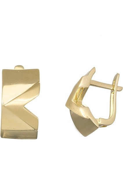 Taşsız Klasik Kesim Altın Küpe